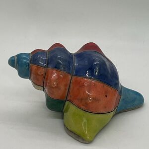 Colorful Raku Ceramic Conch Shell Decor